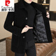 皮爾卡丹（pierre cardin）毛呢大衣男中長(cháng)款秋冬季白鴨絨內膽加厚呢子羽絨外套男士風(fēng)衣新款 經(jīng)典黑(羽絨內膽) XL (135斤-150斤)