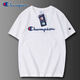 冠軍涂鴉新款潮牌夏季刺繡T恤短袖純棉寬松情侶同款上衣男女圓領(lǐng)夏天衣服 白色短袖大標 M 建議105-120斤