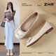 ZHR單鞋女一腳蹬淺口通勤女鞋平底減齡夏季船鞋女 AH613 米色 37