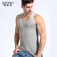 閣啦朵男士背心冰絲無(wú)痕夏季透氣U型領(lǐng)運動(dòng)背心男速干無(wú)袖打底衫 灰色 XL