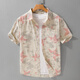 末真純棉長(cháng)袖襯衫男士2025春夏季新款休閑印花襯衣外套男寬松日系上衣 742淡粉色短袖 XL