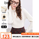 百圖betu女裝冬季新款毛衣半高領(lǐng)鏤空坑條顯瘦套頭毛衫女2411T33 米白 M