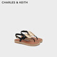 CHARLES&KEITH平底夾趾休閑羅馬沙灘涼鞋女生日禮物CK1-70580228 Black黑色 36