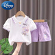 迪士尼（Disney）寶寶夏季套裝新款洋氣女童短袖短褲套1-3歲嬰兒夏天衣服4 夏季 兔兔套裝紫色 90