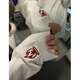 致臻男神小火苗衛(wèi)衣美式高街火花刺繡情侶裝恤男長(zhǎng)袖春秋冬打底衫 白色 M (適合) 100-115斤