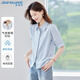 真維斯（JEANSWEST）襯衫女2025年夏季短袖休閑氣質百搭時尚純色上衣女款藍色L