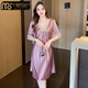 莫代爾高級感冰絲睡衣夏季新款女睡裙性感蕾絲薄款春秋季家居服涼感 301號玫瑰紫 XL 170