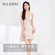 狄蘭絲（dilansi）真絲吊帶睡衣女100%桑蠶絲睡裙夏季蕾絲v領(lǐng)鏤空性感顯瘦絲綢睡服 肉桂粉（6A級(jí)100%桑蠶絲） XL (建議115-130斤)