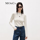MO&Co.半高領(lǐng)打底衫MC刺繡顯瘦緊身打底毛針織衫上衣女摩安珂 米白色-第2批 S 160