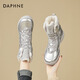 DAPHNE達芙妮雪地靴女加絨加厚冬季新款厚底防滑抗寒東北大棉靴保暖短靴冬 銀色 加絨 跟高4cm 40 (250mm) 標準碼