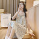 暢印新品風(fēng)睡裙夏季吊帶睡衣綿綢女家居服印花甜美公主可愛(ài)大碼綿綢 6 3XL建議140-160斤