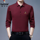 啄木鳥（TUCANO）冰絲長(zhǎng)袖t恤男翻領(lǐng)POLO體恤衫中年寬松秋衣免燙爸爸裝男打底上衣 酒紅 L (170) 建議115-135斤