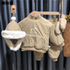 寶寶衣服6-12個(gè)月秋冬分體男童秋冬季套裝2023新款兒童洋氣寶寶加絨加厚保暖兩件套網(wǎng)紅套裝02 卡其 帽子手套+上衣褲子,四件 100 建議身高90cm左右
