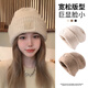靚魅姿帽子冬季女韓版潮時尚針織帽女加厚毛線帽子寬松顯臉小防寒堆堆帽 米白色