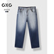 GXG男裝  雙色漸變牛仔褲寬松闊腿長(cháng)褲 秋G24X0530 藍色 L