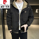 皮爾卡丹（pierre cardin）外套男2025春秋裝新款工裝潮流短款連帽黑色休閑修身男士夾克 黑色 2XL【適合155-175斤】
