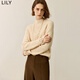 LILY冬新款女裝含綿羊毛半高領(lǐng)簡(jiǎn)約立體紐結長(cháng)袖針織衫女毛衣 703米色 L