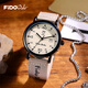菲都狄都（Fido Dido）手表學(xué)生男女同款初高中考試專(zhuān)用石英表復古帆布帶生日禮物FD2343 淺吟灰