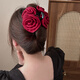 俏三歲花朵抓夾玫瑰花發(fā)夾女紅花發(fā)抓后腦勺鯊魚(yú)夾發(fā)卡頭飾發(fā)飾 紅色緞面抓夾