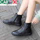 卡帝樂(lè )鱷魚(yú)真皮秋冬女鞋2025新款休閑皮鞋軟皮平底媽媽羊毛短靴大碼馬丁靴41 黑色棉款 39