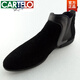 卡帝樂鱷魚（CARTELO）秋冬季男士英倫小尖頭加絨休閑鞋磨砂顯瘦高幫棉鞋百搭套腳翻毛鞋 黑色加絨(二棉鞋) 40