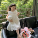 YOJIA女童夏裝連衣裙2024新款洋氣夏天小女孩公主裙全棉兒童裙子背心裙 白色 150cm