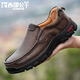 西部公羊男鞋2025新款休閑皮鞋男士頭層牛皮軟皮軟底防滑耐磨大頭皮鞋男 棕色單層32378 40