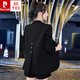 皮爾卡丹（pierre cardin）2025春秋新款女士小西裝外套職業(yè)裝通勤女裝西服上衣后開(kāi)叉小個(gè)子 黑色 2XL (建議130斤-145斤)