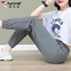 啄木鳥(niǎo)冰絲運動(dòng)褲女夏季薄款2025新款灰色速干休閑褲寬松束腳褲子 灰色 XL 建議110-125斤