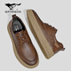 七匹狼休閑皮鞋男秋季2025新款真皮透氣平底商務(wù)休閑鞋軟底舒適通勤鞋男 黃棕 41