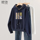 她池貼布刺繡連帽衛(wèi)衣2025秋裝新款女裝美式寬松撞色字母上衣