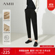 AMII女裝2025冬季新款蘿卜褲女寬松仿呢子百搭純色通勤休閑九 黑色 L 165/72A