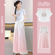 優(yōu)優(yōu)1點（Yoyo one）國風套裝女童2025新款兒童夏季洋氣女大童中式褲子夏裝兩件套女孩   15117粉色+18962白色 140cm