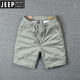 JEEP SPIRIT吉普夏天沙灘水洗男士休閑短褲潮男純棉大碼百搭修身工裝馬褲五分 淺綠色 L