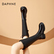 達(dá)芙妮（DAPHNE）長筒靴女新款秋季厚底長靴子不過膝高筒騎士靴瘦瘦靴 黑色(跟高4.5cm筒高36.5cm) 36 (標(biāo)準(zhǔn)碼)