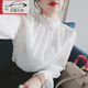 織姬蕾絲打底衫女秋冬洋氣2025新款雪紡襯衫時(shí)尚長(cháng)袖加絨加厚內搭上衣 白色春秋款(有內襯) M 90-100斤