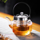 陶立方玻璃煮茶壺高硼硅玻璃蒸茶器泡茶壺煮茶器單壺玻璃壺功夫茶具配件 玻璃豎紋提梁壺 1200ml