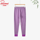 北極絨中老年女士精梳純棉秋褲大碼打底褲棉毛褲高腰寬松保暖襯褲線(xiàn)褲 紫條（40支棉單件秋褲） 3XL （建議150-180斤）
