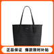 蔻馳（COACH）女包 托特包CITY系列大號老花通勤手提包單肩包送女友 CV976 黑灰 QBMI5
