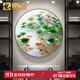 禮御友嘉入戶(hù)圓形玄關(guān)掛畫(huà)蘇繡新中式九魚(yú)圖荷花刺繡客廳沙發(fā)墻成品裝飾畫(huà) 錦鯉戲荷(80*80cm)