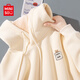 名創(chuàng)優(yōu)品（MINISO）連帽衛(wèi)衣女2024新款爆款小個(gè)子外套秋冬加絨加厚上衣寬松休閑女裝 【升級(jí)保暖絨】奶白色(熊仔口袋胸標(biāo)) M 160 (新一代升級(jí)工藝)