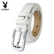 花花公子皮帶女款真皮針扣紅色本命年腰帶女式牛皮褲帶配裙子牛仔裙帶白色 （白色 帶寬2.5CM）其他長(cháng)度咨詢(xún) 100cm