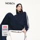 MO&Co.毛衣外套2025秋新品醋酸綿羊毛復(fù)古運(yùn)動(dòng)風(fēng)雙開拉鏈MBE3CAR011 深寶藍(lán)色 XS /155