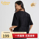 卡賓創(chuàng)意logo火焰T恤25夏季卷邊貼布繡  煤黑色01  L /175/50 