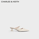 CHARLES&KEITH時(shí)尚尖頭粗跟穆勒鞋女生日禮物CK1-61720118 粉白色Chalk 36