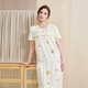 美標睡衣針織純棉薄款短袖連體睡裙女士甜美可愛(ài)中長(cháng)裙圓領(lǐng)寬松家居服 E11淡黃 XL