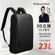 WILLIAMPOLO英皇保羅雙肩包男士輕薄商務(wù)背包15.6電腦包書(shū)包休閑旅游旅行包 黑色-15.6英寸可擴(kuò)容