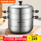 蘇泊爾（SUPOR）蒸鍋304不銹鋼籠雙層復底大容量蒸魚(yú)鍋具燃氣電磁爐通用 SZ30C1【拍3口整箱發(fā)】 2層 30cm