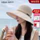 CHALL KITTY防曬帽女夏季大帽檐防紫外線(xiàn)漁夫帽女士遮陽(yáng)帽時(shí)尚防嗮沙灘帽子女 米色-高端品牌禮盒裝高檔高級感