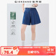 佐丹奴牛仔短褲女黑科技涼感壓褶半松緊腰薄款牛仔褲子女13405239